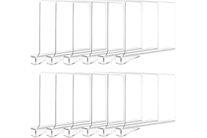 Hiziwimi 12 Stück Transparente Acryl-Regalteiler, multifunktionaler Regalteiler, Verstellbarer Kleiderorganisator, transparenter Organizer für Lagerung, Holzschrank, Schlafzimmer