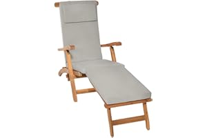 Beautissu Cojin Colchoneta Tumbona Exterior 175x45x5 cm LoftLux DC – Colchoneta para Tumbona Desenfundable y Cómoda para Hamaca Jardín y Playa – Gris Claro
