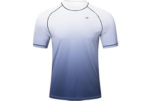 Huayuzh Men's Watersport Rash Guards Swimming Shirts UV Swim Top UPF 50+ Quick Dry Short Sleeve Surfing Running Sports Top