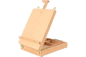 Kuyal Art Supplies Box Staffelei Sketchbox Malerei Storage Box, Adjust Holz Tischplatte Staffelei für Zeichnung & Skizze Student
