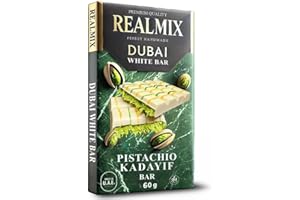 REALMIX chocolate blanco Dubái directamente desde Dubái EAU | Auténtico chocolate con leche Dubái con pistachos y relleno de Kunafa | Fabricado en Dubái E.A.U. | (Mini, White Chocolate)