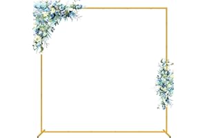 WOKCEER Goldener Metallrahmen für Hochzeitsbogen, Blumenrahmen, 2,0 m, Luftballon, Blumenarrangement, Empfang, Dekoration, Gartenbogen, für Party, Events, Dekoration, Fotokabine, Hintergrundständer