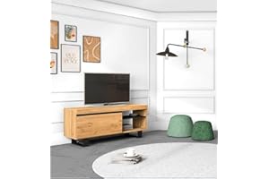 Skraut Home | Mueble TV Mod.Naturale ''Roble/Negro''| 1 Puerta y 2 viviendas| Sala de Estar| 120x40x53cm