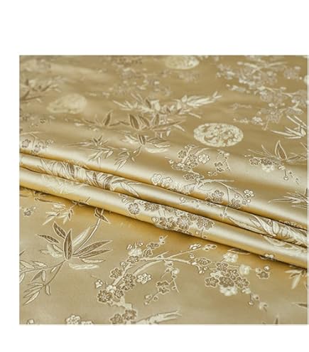 Tessuto Broccato di Raso Cinese Loto Fiore da Ricamo per Foglio DIY Cloth Materiale (Azzurro, Venduto al Metro