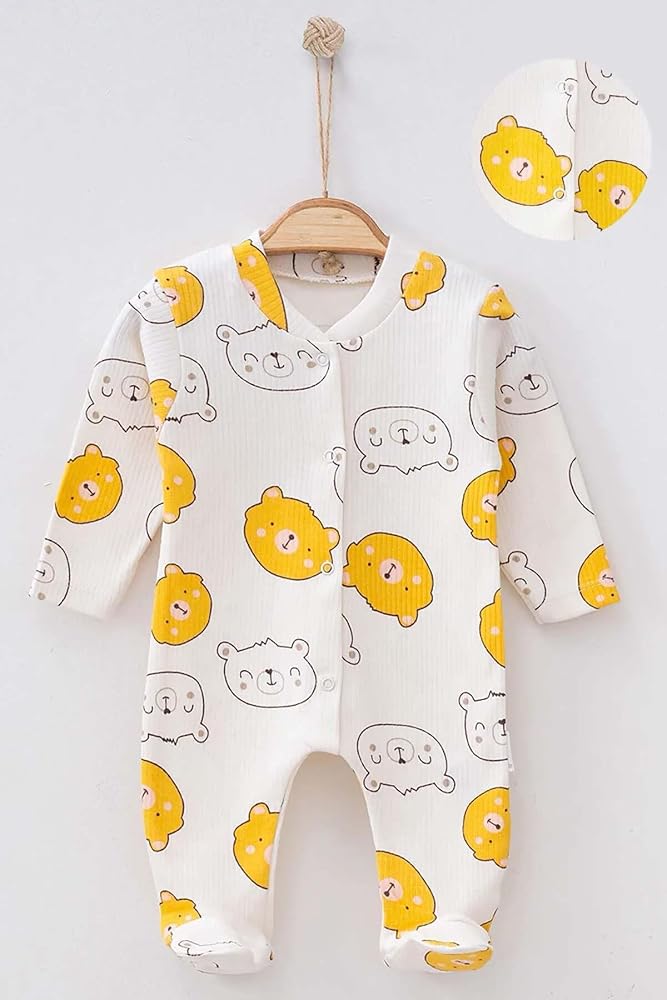 MYZİ STORE Yenidoğan Kız Bebek Kıyafeti 3 lü Organik Pamuklu Çiçek Desenli Tulum