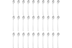 XESPIS 30 pezzis Cucchiaini Lunghi Acciaio Inox di Cucchiai dal Manico Lungo in Acciaio Inox per Mescolare tè Freddo caffè Cocktail Frullati Bevande Fredde