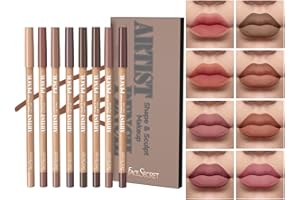 HQDA Set di 8 matite per labbra - Matita per contorno labbra opaca nude, rossetto impermeabile a lunga tenuta, penna per contorno labbra anti-sbavature (# 01)