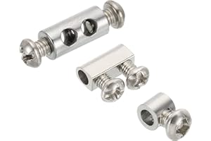 PATIKIL Fil Corde Clips, 1 Ensemble/18Pcs Acier Câble Pinces 3mm 3.5mm Single/Double Trous Fil Serrure Corde Raccords Clip avec M3/M4 Vis pour Câble