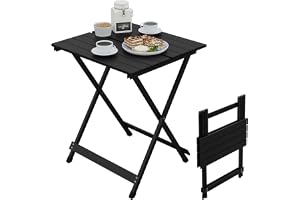 Woltu CPT8138sz Aluminiumbord, fällbord, campingbord, balkongbord, trädgårdsbord, av aluminium, sidobord, för trädgård, terrass och balkong, svart, 50,5 x 47 x 59,5 cm (L x B x H)