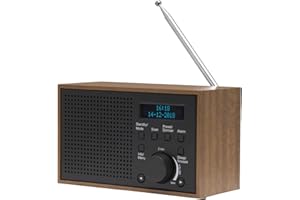 Radio digitale DAB+ e FM. DENVER DAB-46WHITE. Orologio e sveglia. Funziona con batteria e corrente. Uscita audio da 2 W. Finitura legno. Bianco