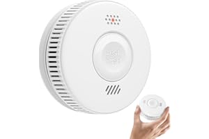 Rauchmelder 10 Jahre Batterie, HATHEPHS Photoelektrischer Feuermelder Brandmelder mit Klebepad, Rauchwarnmelder mit Stummschaltfunktion, EN14604