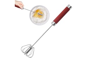 HUDHOWKS Hand Whisk, Whisk, Semi-Automatic Hand Stirrer Stainless Steel Egg Whisk, Multifunctional Whisk Mixer, Rotating Egg Beater Milk Frother for Whisking Blending