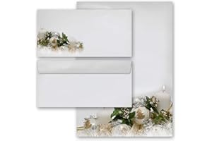 Ensembles de papeterie Noël Commander En Ligne, JOYEUSES FÊTES - FR 100 feuilles de papier à lettres et 100 enveloppes DIN LONG sans fenêtre | Paper-Media