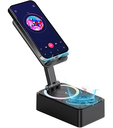 Nybhyjka Porta del telefono con altoparlante, supporto per altoparlanti per la scrivania,Porta del telefono tablet rotabile con altoparlante wireless - Sound surround stereo, pellicola cellulare Nybhyjka Porta del telefono con altoparlante, supporto per altoparlanti per la scrivania,Porta del telefono tablet rotabile con altoparlante wireless - Sound surround stereo, pellicola cellulare