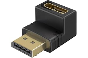 goobay DisplayPort Angle Adapter 90 Degree Downward, 8K 144Hz, 4K 240Hz, DP 2.1, Gaming Male to Female for PC, Monitor, Graphics Card - 77130