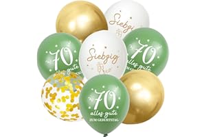 MONTRESTAR Luftballons 70 Jahre Geburtstag, 30 Stück Deko 70. Geburtstags Mann Frauen, 70. Alles Gute zum Geburtstag Ballons, 70. Salbeigrüne Gold Geburtstagsdeko, 70th Birthday Konfetti Ballon Party Deko
