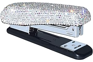 ENG Bling Bling Bling Crystal - Portamatite per penne, biglietti da visita decorativi, in pelle sintetica, regalo per donne e ragazze C1-cucitrice-bianco