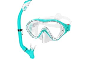 HH HHAO SPORT Snorkeling Gear for Kids with Foldable Silicone Full Dry Snorkel, Kids Snorkel Set Anti Leak Youth Junior Snorkeling Package Diving Mask Soft Tube with Mesh Bag Swimming Goggles