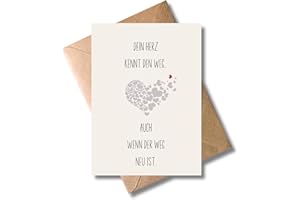 WBdesignz Trennung karte mit Umschlag - Ermutigungskarte “Dein Herz kennt den Weg, auch wenn der Weg neu ist” Trostkarten Ermutigungskarten Mutmachkarten Positive Gedanken Karten (Din A6)