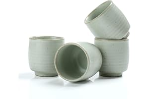 TEANAGOO Chinese Tea Cup for W08,5.8 oz,Ruware,Lt.Green,4 pcs/Box,TC08,Chinese Tea Cups,Japanese Tea Cup,Green Tea Cups…