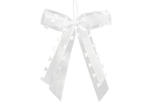 OURDORT 30PCS Noeud Blanc Decoration,Noeud Voiture,Décoration de Voiture Mariage,De Mariage Nœuds,Noeud Blanc Satin,Pour décoration de voiture, mariage, décoration de table,Papier cadeau (30pcs)