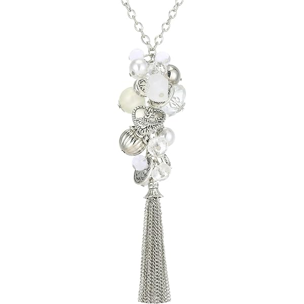 Collier Sautoir Japonisant En Bronze Avec Cabochon Verre - 61-65 Cm - Pendentif Ovale 30x40mm - Neuf Sans Emballage