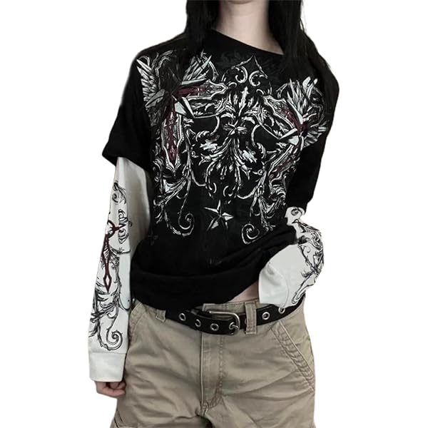 NaranjaBurbuja Y2k Fairy Grunge Graphic Long Sleeve Tees Tops