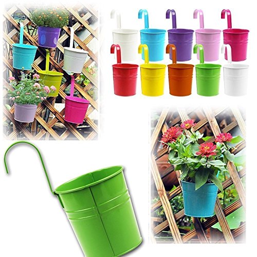10pcs Blumen-Töpfe 10 Farben-Metall-Eisen-Blumen-Topf-hängenden Balkon-Garten-Pflanzer-Ausgangsdekoration - 4