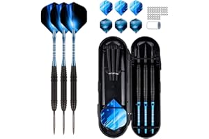 Jiahuade Profesjonalne rzutki z metalową końcówką, rzutki z wolframu stalowa końcówka, profesjonalna stalowa końcówka do rzutek, zestaw strzałek ze stalową końcówką (blau)