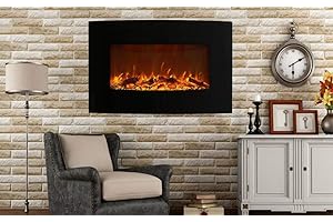 BREAKLING Chimenea eléctrica de pared "Venezia" con calefacción, Efecto de Llama LEDs - Chimenea decorativa bajo consumo - Mando a distancia - 2000W - Negro