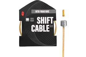 XINZHIZHU 1.2 X 2100mm Bike Gear Cable for Shimano/SRAM Universal Brake Shifter Derailleur Cable Set for Bicycles MTB Mountain Road Bike Pro Slick Polished High Precision Grinding Standard Inner Gear Wire Gold