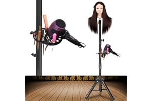 AliLeader 55 Inch Heavy-duty Thick Wig Stand Tripod, Adjustable Wig Mannequin Head Stand with Tool Tray for Hairdressing Training Head (Black, Mannequin Head Not Included)