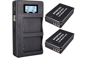 CITYORK Batería Palo LP-E12 (Paquete de 1800 mAh) y Cargador Doble USB para Canon LP-E12 y Canon EOS M, EOS M2, EOS M10, EOS M100, EOS Rebel SL1, EOS 100D