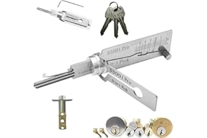 NAXIXI SS001 Pro Lock Pick Tool,2 in 1 Lock Picking Kit & Master Key Decoder,Stainless Steel Lock Picks for Beginners,Practice Locks for Lock Picking,Lock Picking Set for Auto & Groove Door Locks