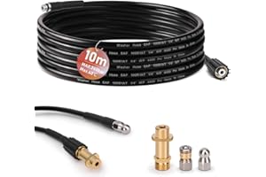 Rohrreinigungsschlauch 10m, mit M22 Adapter, Düsen starr + rotierend, 240bar 60°C Rohrreinigungsset Geeignet für Kränzle Kärcher K2-K7, Hochdruckreiniger Hochdruckschlauch