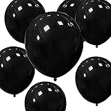 Black Balloons 12 inch 50 pack, Strong Thicken Latex Black Party Balloons for Halloween Birthday Decor Kids Party Weddings Ba