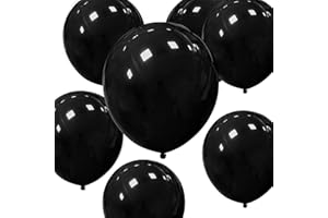 HYKJNBW Black Party Balloons 50 Pack 12inch Strong Thicken Black Latex Balloons Round Helium Balloon for halloween Birthday Kids Party Weddings Decorations Supplies