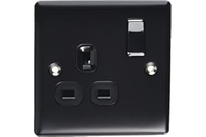 BG Electrical nmb21b 1-drożny metalowy pojedynczy przełącznik gniazda - czarny matowy