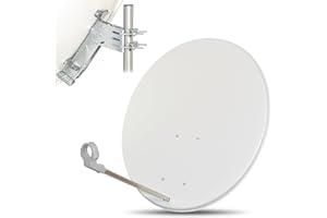 LogiSat 80cm Satelliten Sat Spiegel Schüssel Antenne Anlage HDTV Full Ultra HD UHD 4K (hellgrau)