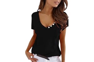 Zilosconcy Maglietta Donna Scollo a V Maglietta Manica Corta Donna Elegante T Shirt Casual T Shirt Estiva Base Tee Camicia Donna Estive Blusa Elegante Magliette T Shirt Donna Manica Corta