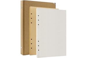 AiYoYo A5 Ringbuch Ordner mit Refill Leere Papier 80 Blätt(120g/m²), 6 ringe Ringordner Nachfüllbar Skizzenbuch Kraft binder für Notizen Skizze Malerei 235 * 175mm