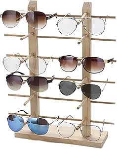 HOUSON - Espositore Per Occhiali In Legno Di Pino, Supporto Creativo Per 8 Occhiali Da Sole E Da Vista, Rack Da Tavolo