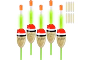 QualyQualy 5 Pcs EVA Foam Fishing Floats + 10 Pcs Glow Sticks Long Vertical Luminous Night Fishing Floats For Carp Bass