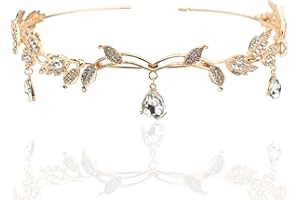 Larfraecy Goddess Tiara Elf Princess Crown Tiara for Women Girls Crystal Rhinestone Wedding Head Band Forehead Headpiece for Bride Bridesmaid Princess Crown Headband Tiara for Wedding