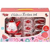 998A-998B Flower Pattern Metal Tea Set 15 Pieces - Vardem Toy