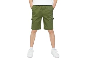 CAMLAKEE Short Cargo Enfant Garçon Pantalon Court Bermuda Été avec Taille Élastique