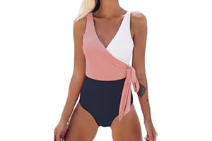 CUPSHE Bañador para Mujer Color Block con Lazo Traje de Baño de Una Pieza