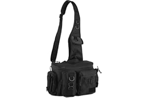 KoolYouth Angeltasche, Wasserdicht Sling Angeltaschen, 600D Nylon Angel Tasche mit Tragegriffe, Multi-Pocket Angelkoffer Angelausrüstungstasche für Angelzubehör (Schwarz)