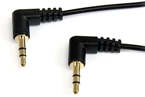 StarTech.com 3,5 mm Högervinkel Ljudkabel - 1 Fot Smal Aux-Kabel - Rät Vinkel Hane/Hane (MU1MMS2RA)