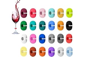 vcsjw Glasmarkierer Silikon 24 Stück,Glas Markierung Trinkgläser,Glasmarker Silikon,Wiederverwendbar,für Weingläser,Sektgläser,Cocktailgläser,zur Kennzeichnung der eigenen Tassen auf Partys